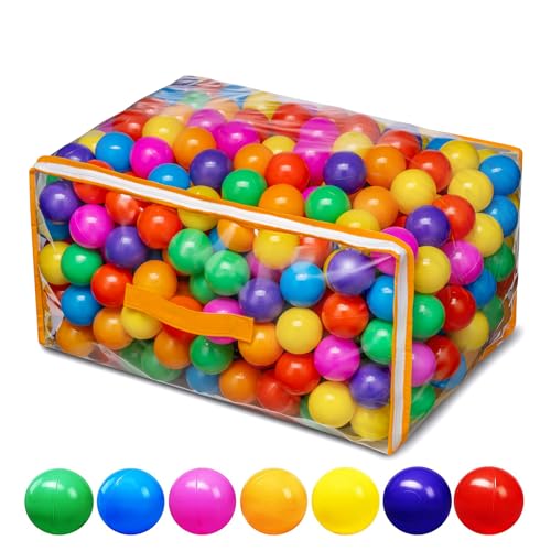 Vanland Ball Pit Balls for Baby and Toddler Phthalate Free BPA Free Crush Proof Plastic - Multicolored Pit Balls in Reusable Play Toys for Kids with Storage Bag
