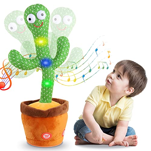 Kids Dancing Talking Cactus Toys for Baby Boys and Girls, Singing Mimicking Recording Repeating What You Say Sunny Cactus Electronic Light Up Plush Toy with 120 English Songs Smart Toy