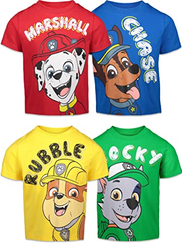 Paw Patrol Chase Marshall Rubble Rocky Toddler Boys 4 Pack T-Shirts Multicolor 3T