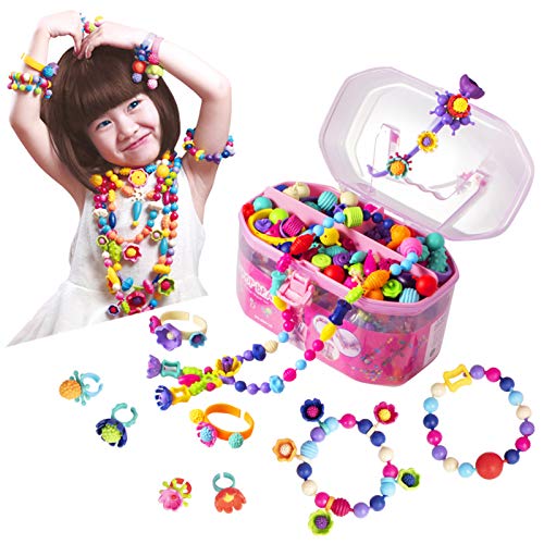 BIRANCO. Pop Beads, Jewelry Making Kit - Arts and Crafts for Girls 3-7 Years Old, Snap Beads Toys - Necklace, Bracelet, Ring Creative DIY Set - 520 pcs