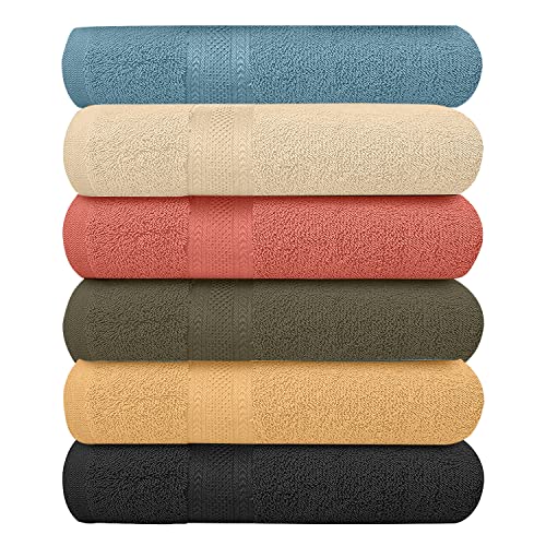 ECO Towels 6-Pack Bath Towels - Extra-Absorbent - 100% Cotton - 27in x 54in - Towels for Bathroom - Extra Large Shower Towels