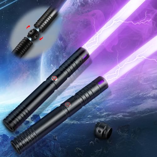 Dueling Lightsaber 2 Pack for Adults, Lightsabers for Adults Dueling Light Sabers 15 Color RGB with Aluminum Alloy Handle, Rechargable Dueling Light Saber Toys for Kids&Adults