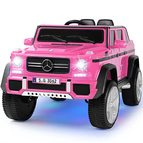 JOYLDIAS Kids Ride On Car, Licensed Mercedes-Benz Maybach G650S, 12V7AH Battery Powered Toy Electric Cars for Kids w/2.4GHz Remote Control, 3 Speeds, Bluetooth, Music, LED Lights, Pink