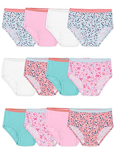 Fruit of the Loom Toddler Girls' Tag-Free Cotton Underwear, Brief-12 Pack-Assorted Colors, 2-3T