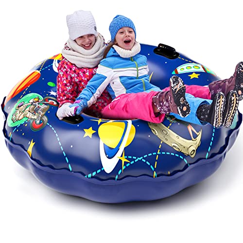 Snow Tube, Hyperzoo 55' Extra Large Inflatable Snow Tube Sled for Kids and Adults, Snow Tube for Sledding Heavy Duty Thickened Cold-Resistant PVC with Sturdy Handles for Skiing Fun for Christmas Gifts