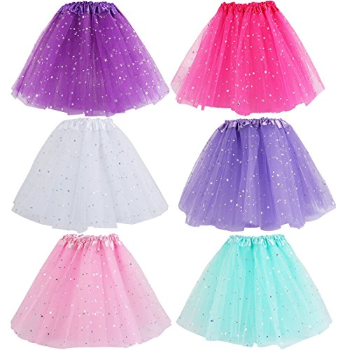 kilofly 6pc Girls Ballet Tutu Kids Birthday Princess Party Favor Dress Skirt Set Multicolored
