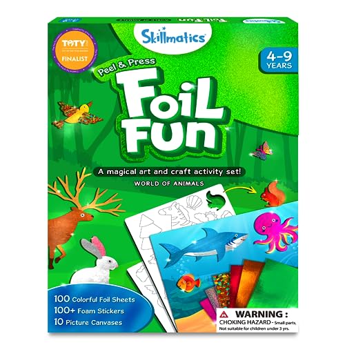 Skillmatics Art & Craft Activity - Foil Fun Animals, No Mess Art for Kids, Craft Kits & Supplies, DIY Creative Activity, Gifts for Boys & Girls Ages 4, 5, 6, 7, 8, 9, Travel Toys