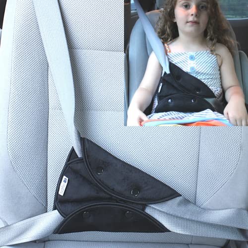 Premium Seat Belt Adjuster for Kids & Adults, Premium Material for Child Safety & Comfort. Seat Belt Clips for Safety Cover Positioner, Shoulder Neck Strap Adjuster, Car seat Belt Adjuster (Black)