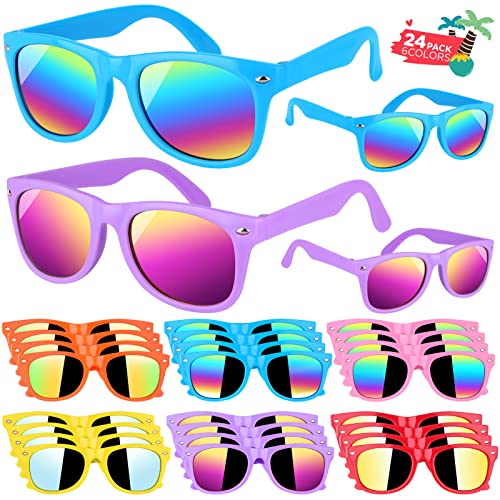 GINMIC Kids sunglasses bulk, Kids Sunglasses Party Favor, 24Pack Neon Sunglasses with UV400 Protection for Kids, Boys and Girls Age 3-8, Goody Bag Favors, Great Gift for Pool, Birthday Party Supplies