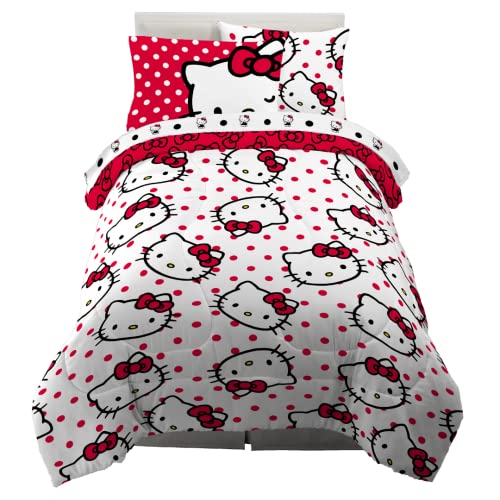 Franco Sanrio Hello Kitty & Friends Bedding 5 Piece Super Soft Comforter and Sheet Set with Sham & Sanrio Hello Kitty Polka Dot Bedding 5 Piece Super Soft Comforter and Sheet Set with Sham