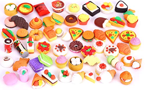 30 PCs Joanna Reid Collectible Set of Adorable Puzzle Sweet Dessert Food Cake Erasers for Kids - No Duplicates - Puzzle Toys Best for Party Favors-Treasure Box Items for Classroom