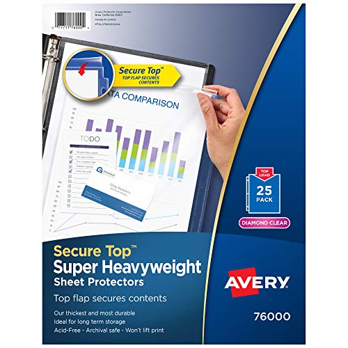 Avery Diamond Clear Secure Top Sheet Protectors, Super Heavyweight, 25 Page Protectors (76000)