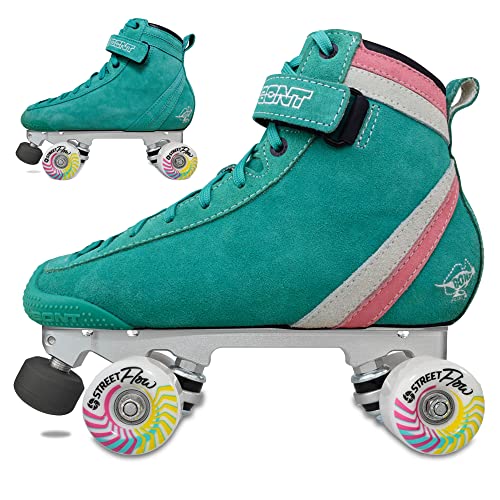 Bont Parkstar Soft Teal Suede Roller Skates for Park Ramps Bowls Street - Rollerskates for Outdoor and Indoor Skating (Soft Teal Solid, Bont 4)