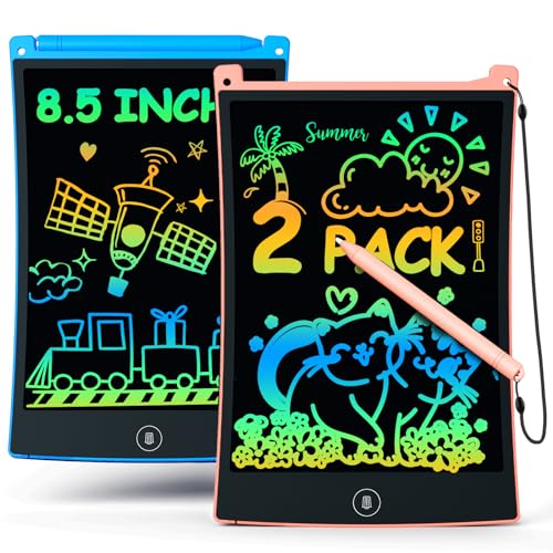 bravokids 2 Pack LCD Writing Tablet with Stylus, 8.5 inch Colorful Doodle Board Drawing Pad for Kids, Travel Games Activity Learning Toys, Birthday Gift for Age 3 4 5 6 7 8 Year Old Boys Girls