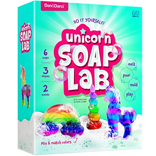 Unicorn Soap Making Kit - Girls Easter Crafts DIY Project Age 6+ Year Old Kids - Unicorn Girl Gifts - Science STEM Activity Teenage Gift - Make Your Own Soap Kits - Craft Toys Ages 6 7 8 9 10 11 12