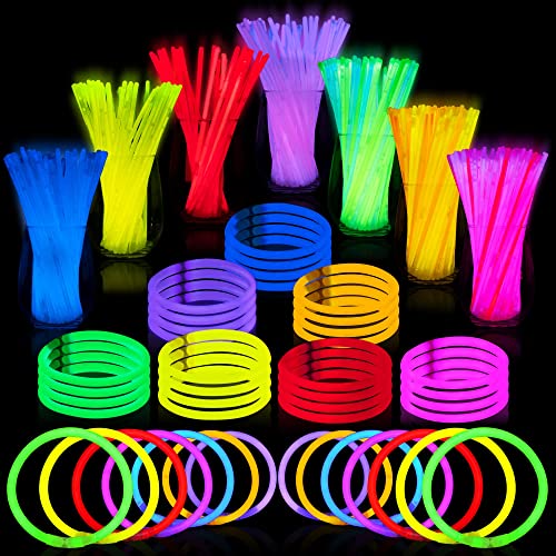 JOYIN 144 Pcs Glow Sticks Bulk 8' Bracelets Necklaces, Glow in the Dark Neon, Easter, Football,Halloween Party Supplies Pack