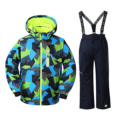 HOTIAN Boys Ski Jacket Snow Jacket Pants Suits Windproof Waterproof Winter Coats 25BK,8