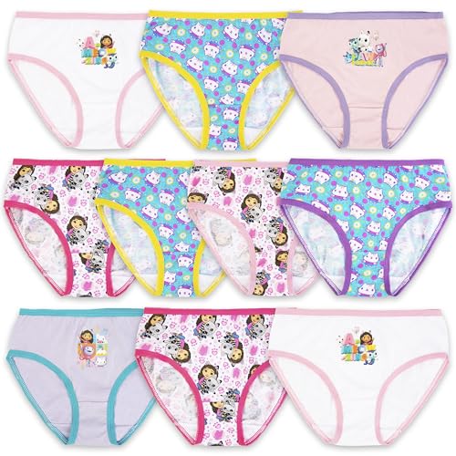 DreamWorks Gabby's Dollhouse Amazon Exclusive 10-Pack of Soft 100% Combed Cotton Underwear, 2/3T, 4T, 4, 6 and 8