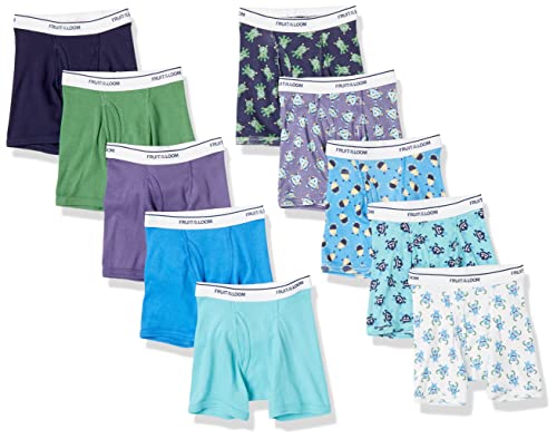 Fruit of the Loom boys Tag Free Cotton Boxer Briefs Underwear, Toddler - 10 Pack Traditional Fly Assorted, 4-5T US