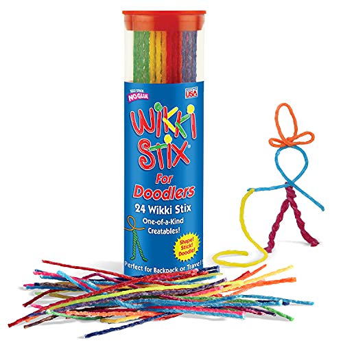 Wikki Stix for Doodlers - Kid's Travel Essential: Portable Creativity On-The-Go! Pack of 24 Wikki Stix in Neon and Primary Colors. Made in USA ! 3 & Up.