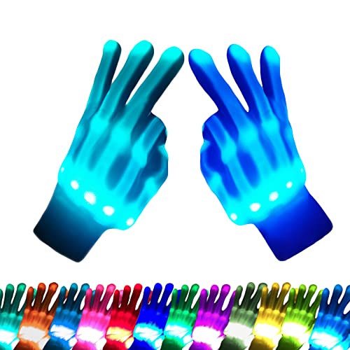 COLEDRE LED Gloves 12 Colors Girls Boys Toys Age 6-8 8-12 Years Old Stocking Stuffers Light Up Gloves for Kids Cool Fun Gifts for Valentines Day Halloween Christmas Carnival Birthday Parties (M)