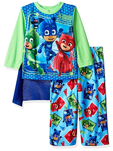 PJ Masks Toddler Boys Long Sleeve Pajamas with Cape (5T, Blue/Green)