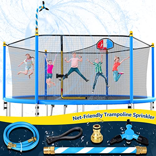 Vantic Trampoline Sprinkler, Net Friendly Water Sprinkler for Kids, 360° Rotating Trampoline, 5 Minutes Quick Setup Accessories 10-16ft Trampoline,Blue