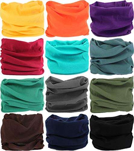 VANCROWN Headwear Head Wrap Sport Headband Sweatband 220 Patterns Magic Scarf 12PCS & 6PCS 12 in 1 (12PCS.Solid Color)