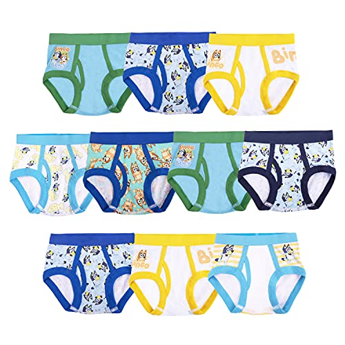 Bluey Boys' Amazon Exclusive Multipacks of 100% Combed Cotton Underwear Briefs, Sizes 2/3T, 4T, 4, 6, and 8, 10-Pack