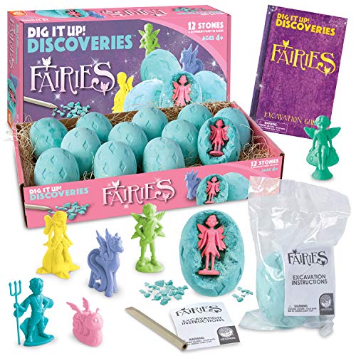 MindWare Dig It Up! Discoveries Fairies Dig Kit – 12 Surprise Eggs and 12 Fairies Toys for Girls & Boys - Great for Birthday Party Kids Activities - Ages 4 and Up