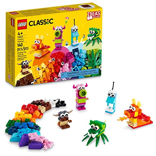 LEGO Classic Creative Monsters 11017 Building Toy Set, Includes 5 Monster Toy Mini Build Ideas to Inspire Creative Play for Kids Ages 4 and Up, Fun Gift for Halloween