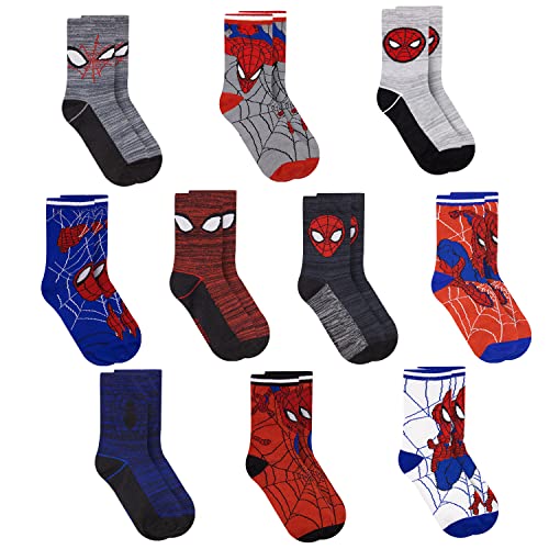 Marvel Spiderman Boys Socks, 10-Pack of Decorative Spiderman Toddler Socks, Amazing Legends Socks for Boys