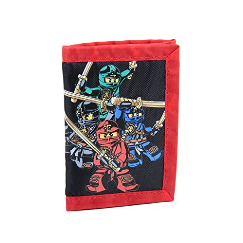 LEGO Trifold Wallet, Kids Unisex Wallet for Boys and Girls, with Clear ID Window, Card and Cash Pockets and Secure Hook and Loop Closure, Ninjago Team