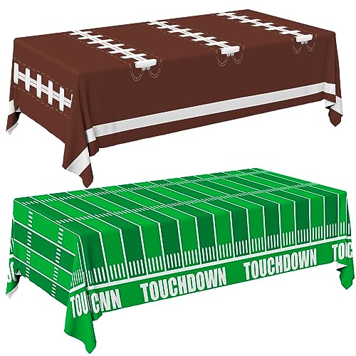 Football Party Decorations Disposable Tablecloth Plastic Touchdown Table Cover for Birthday Party Football Party Games Decoration 54 X 108Inch，2 Pack