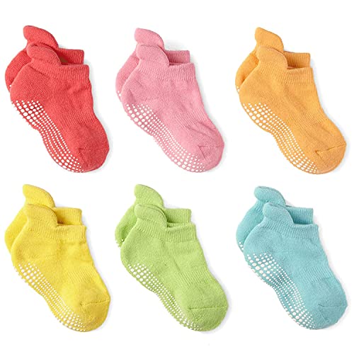 LA ACTIVE Non Slip Grip Ankle Boys and Girls Socks with Non Skid for Babies Toddlers and Kids Back to School