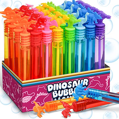 32 Pack Bubble for Kids Party Favors, 8 Style Mini Bubble Wands with Gift Box, Dinosaur Toys Bulk for Carnival Prizes Goodie Bag Stuffers Supplies, Birthday Bath Time Bubbles Blower Toy for Girl Boy