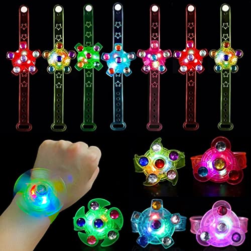 Maegawa 25 Pack LED Light Up Fidget Spinner Bracelets Favors For Kids 4-8 8-12,Glow in The Dark Party Supplies,Birthday Gifts,Treasure Box Toys for Classroom,Carnival Prizes,Pinata Goodie Bags Stuffers