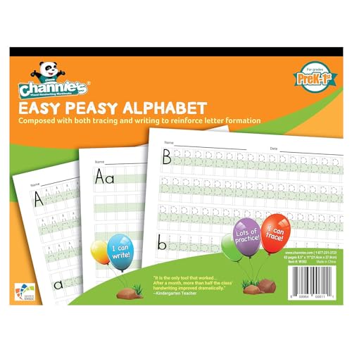Channie's W302 EASY PEASY ALPHABET HANDWRITING WORKBOOK COMBINE BOTH TRACING & WRITING. LOTS PRACTICES! MOST VISUAL & SIMPLE WORKBOOK ON THE MARKET