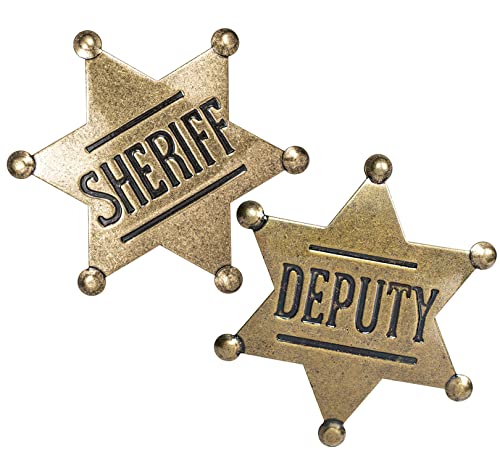 Xanight Sheriff Badges Metal for Kids Girls and Adult, Western Police Vest Badge, Deputy Sheriff Badge, Cowboy Party Decoration Badge 2 Pcs