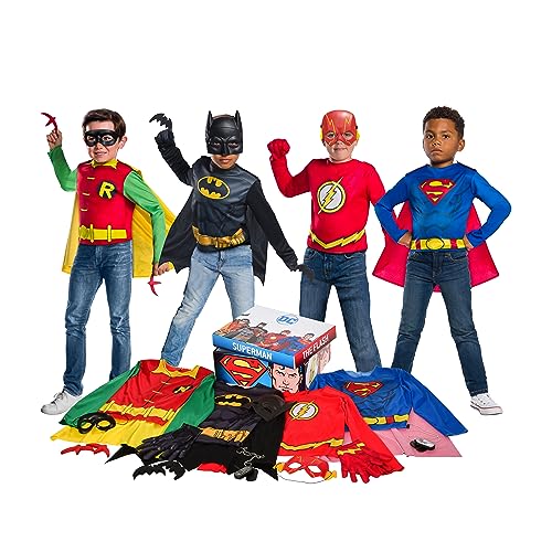 Rubie's Child's DC Comics Dress Up Trunk with Superman, The Flash, Batman and Robin, 21-Pieces Officially Licensed Super Hero Capes, Costume Tops, Masks, and Accessories