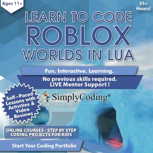 Learn to Code Custom Roblox Worlds in Lua - Computer Programming for Beginners Roblox Gift Card with Digital Pin Code, Ages 11-18, (PC, Mac, Chromebook Compatible)