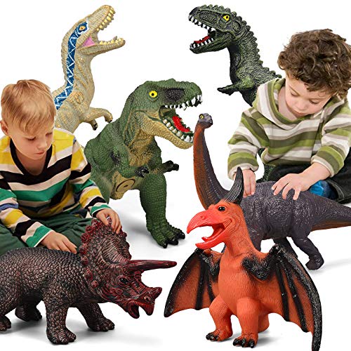 Gzsbaby 6 Piece Jumbo Soft Toys for Kids and Toddlers, Perfect for Dinosaur Lovers - Dinosaur Party Favors, Birthday Gifts