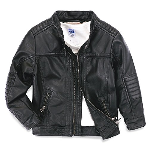 LJYH Boys, Little Kid Leather Jackets New Spring Children Collar Motorcycle Faux Leather Zipper Coats 4/5yrs (110)