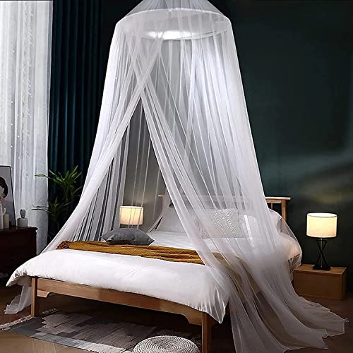 Mosquito Net Bed Canopy for Girls,King Canopy Bed Curtains Full Queen Size from Ceiling,Dome Mosquito Netting Bed Tent Twin Girls Princess Canopy Bed White Decor for Baby Crib,Kid Bed and Adult Beds