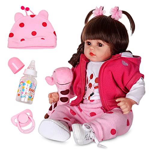 DOLLHOOD Reborn Baby Dolls - 18-Inch Realistic Baby Doll with Complete Baby Doll Accessories - Lifelike, Soft Silicone Newborn Girl Doll with Movable Arms and Legs - Comes with a Birth Certit