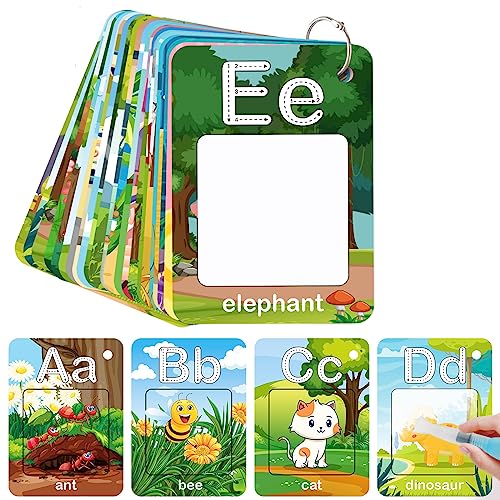 Alphabet Water Coloring Cards, Mess Free Painting Double Flashcards for Kids 2-4, ABC Letter Learning for Toddlers, Kids Drawing Cards Educational Learning Toys Gifts for 3 4 5 Year Old