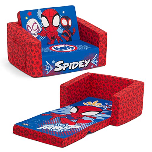 Delta Children Marvel Spidey and His Amazing Friends Cozee Flip-Out Chair - 2-in-1 Convertible Chair to Lounger for Kids