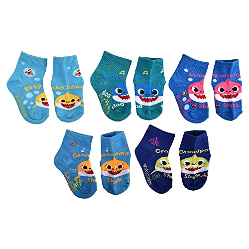 Baby Shark baby boys Quarter Socks, Blue (5 Pack), 18-24 Months US