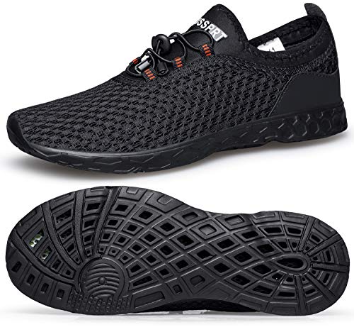 DOUSSPRT Men's Water Shoes Quick Drying Sports Aqua Shoes AllBlack Size 9.5
