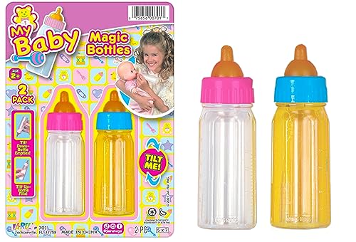 Ja-Ru Magic Baby Doll Bottles Milk Bottle and Juice Bottle, Great Baby Doll Accessories. Set with 2 Bottles. 701-1